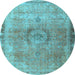 Round Persian Light Blue Traditional Rug, tr3192lblu