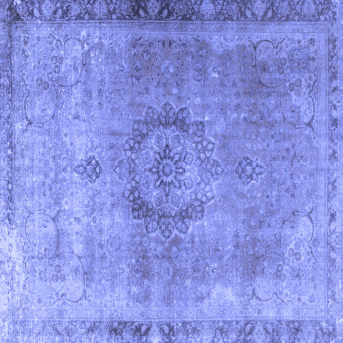 Square Machine Washable Persian Blue Traditional Rug, wshtr3192blu