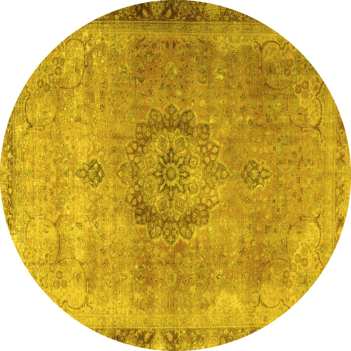 Round Persian Yellow Traditional Rug, tr3192yw