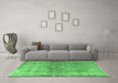 Machine Washable Persian Emerald Green Traditional Area Rugs in a Living Room,, wshtr3192emgrn