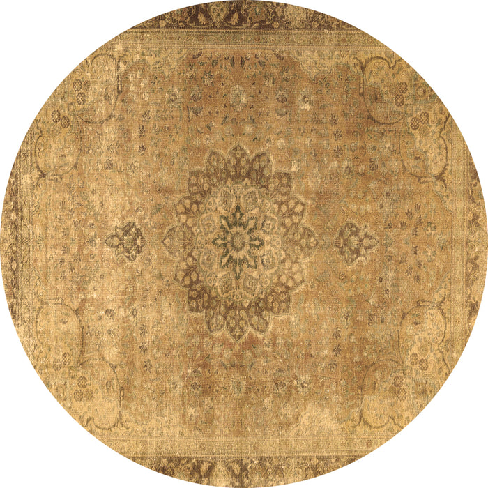 Round Machine Washable Persian Brown Traditional Rug, wshtr3192brn
