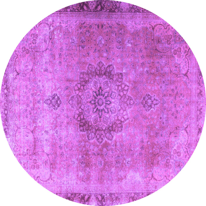 Round Machine Washable Persian Purple Traditional Area Rugs, wshtr3192pur