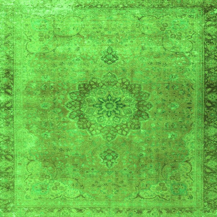 Round Machine Washable Persian Green Traditional Area Rugs, wshtr3192grn