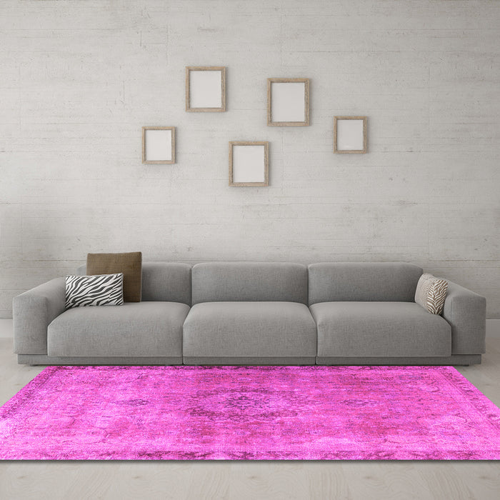 Machine Washable Persian Pink Traditional Rug in a Living Room, wshtr3192pnk