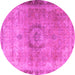 Round Persian Pink Traditional Rug, tr3192pnk