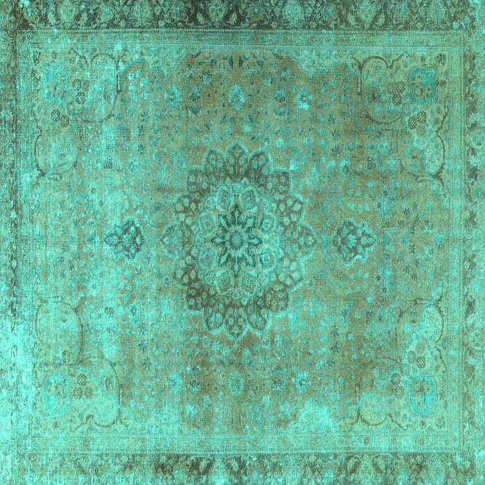 Square Machine Washable Persian Turquoise Traditional Area Rugs, wshtr3192turq