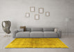 Machine Washable Persian Yellow Traditional Rug in a Living Room, wshtr3192yw