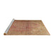 Sideview of Machine Washable Traditional Sand Brown Rug, wshtr3193