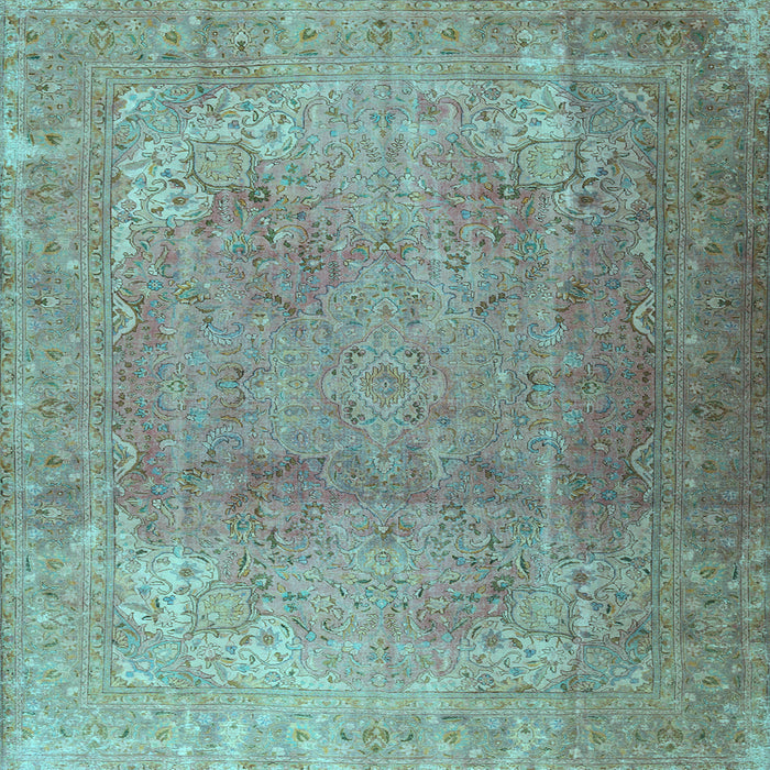 Square Machine Washable Persian Light Blue Traditional Rug, wshtr3193lblu
