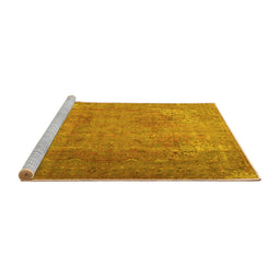 Sideview of Machine Washable Persian Yellow Traditional Rug, wshtr3193yw