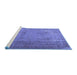 Sideview of Machine Washable Persian Blue Traditional Rug, wshtr3193blu