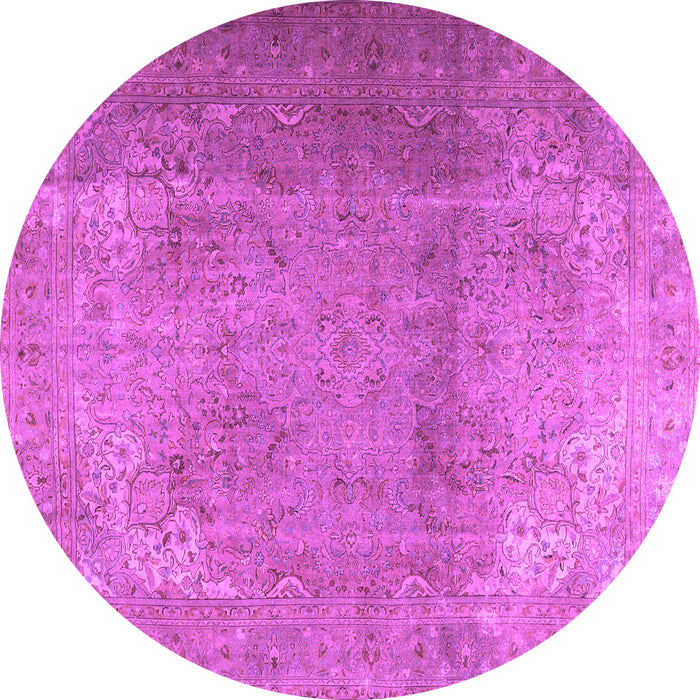 Round Machine Washable Persian Purple Traditional Area Rugs, wshtr3193pur