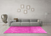 Machine Washable Persian Pink Traditional Rug in a Living Room, wshtr3193pnk