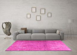 Machine Washable Persian Pink Traditional Rug in a Living Room, wshtr3193pnk