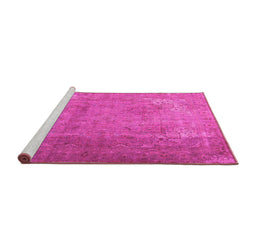 Sideview of Machine Washable Persian Pink Traditional Rug, wshtr3193pnk