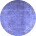 Round Persian Blue Traditional Rug, tr3193blu