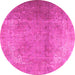 Round Persian Pink Traditional Rug, tr3193pnk