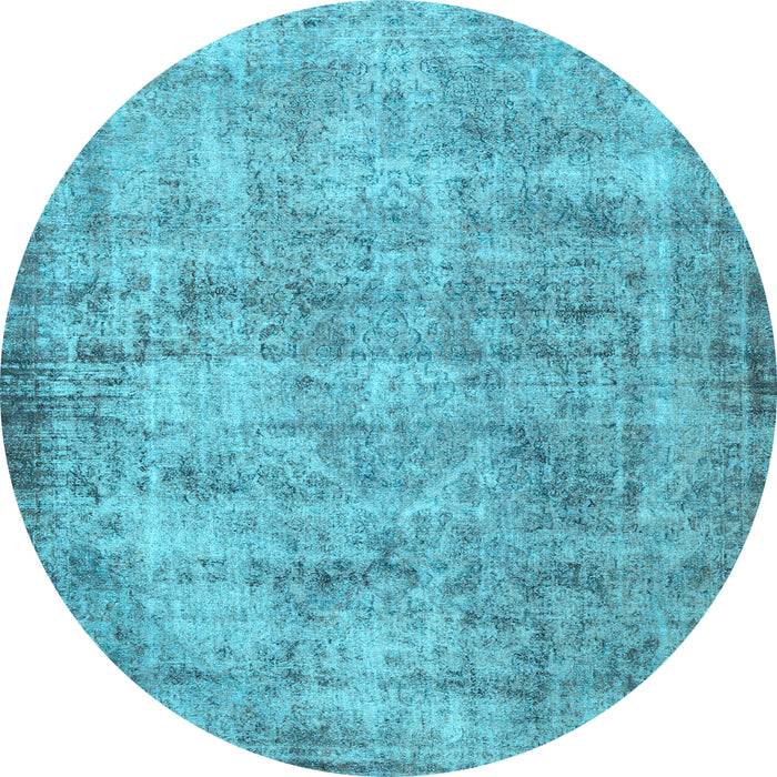 Round Machine Washable Persian Light Blue Traditional Rug, wshtr3194lblu