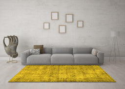Machine Washable Persian Yellow Traditional Rug in a Living Room, wshtr3194yw