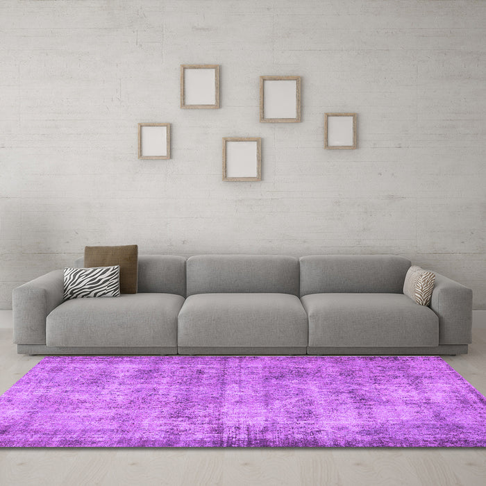 Machine Washable Persian Purple Traditional Area Rugs in a Living Room, wshtr3194pur