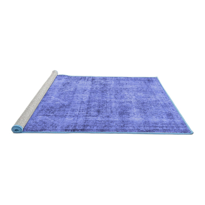 Sideview of Machine Washable Persian Blue Traditional Rug, wshtr3194blu