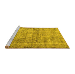 Sideview of Machine Washable Persian Yellow Traditional Rug, wshtr3194yw