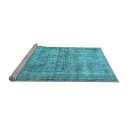 Sideview of Machine Washable Persian Light Blue Traditional Rug, wshtr3194lblu