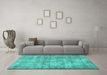 Machine Washable Persian Turquoise Traditional Area Rugs in a Living Room,, wshtr3194turq