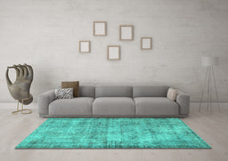 Machine Washable Persian Turquoise Traditional Area Rugs in a Living Room,, wshtr3194turq