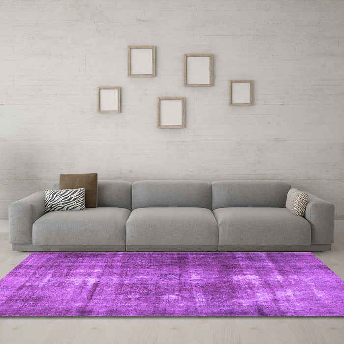 Machine Washable Persian Purple Traditional Area Rugs in a Living Room, wshtr3195pur