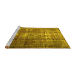 Sideview of Machine Washable Persian Yellow Traditional Rug, wshtr3195yw