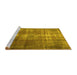 Sideview of Machine Washable Persian Yellow Traditional Rug, wshtr3195yw