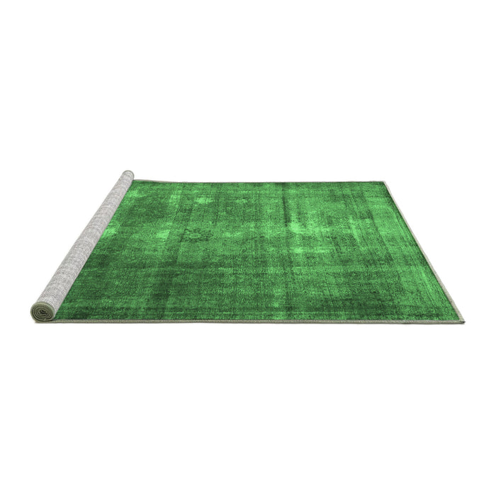 Sideview of Machine Washable Persian Emerald Green Traditional Area Rugs, wshtr3195emgrn