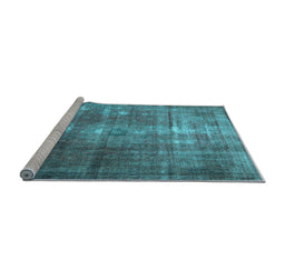 Sideview of Machine Washable Persian Light Blue Traditional Rug, wshtr3195lblu