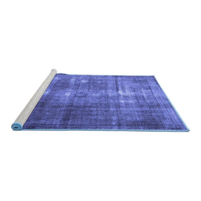 Sideview of Machine Washable Persian Blue Traditional Rug, wshtr3195blu