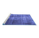 Sideview of Machine Washable Persian Blue Traditional Rug, wshtr3195blu