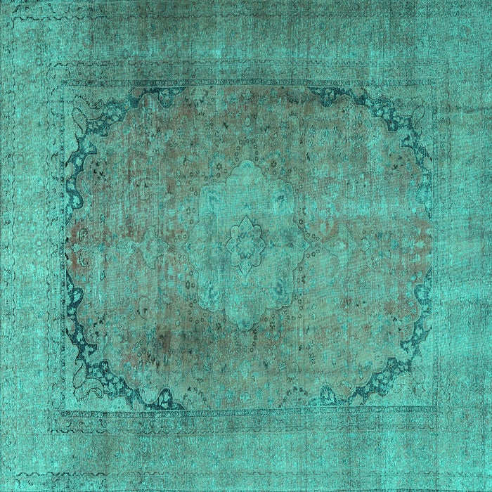 Square Machine Washable Persian Turquoise Traditional Area Rugs, wshtr3196turq