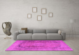 Machine Washable Persian Pink Traditional Rug in a Living Room, wshtr3196pnk