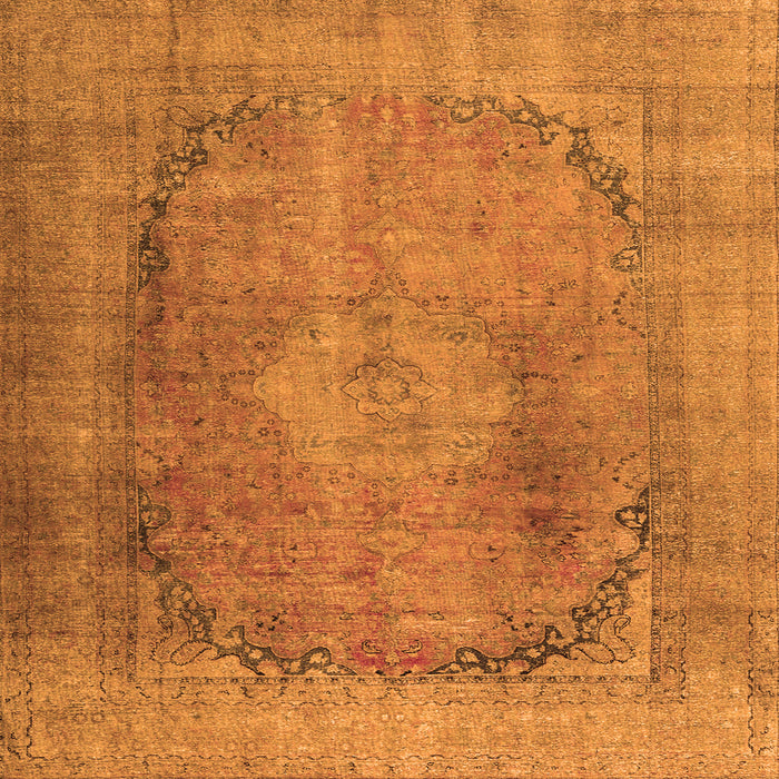 Round Machine Washable Persian Orange Traditional Area Rugs, wshtr3196org