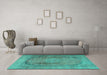 Machine Washable Persian Turquoise Traditional Area Rugs in a Living Room,, wshtr3196turq