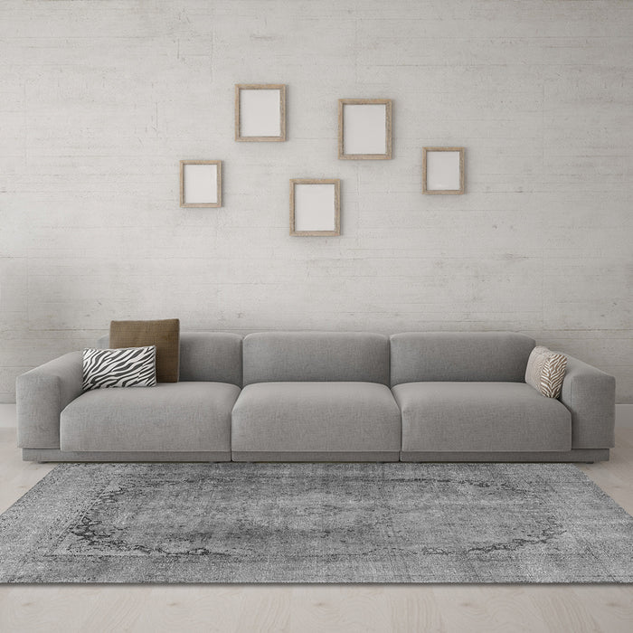 Machine Washable Persian Gray Traditional Rug in a Living Room,, wshtr3196gry