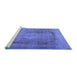 Sideview of Machine Washable Persian Blue Traditional Rug, wshtr3196blu