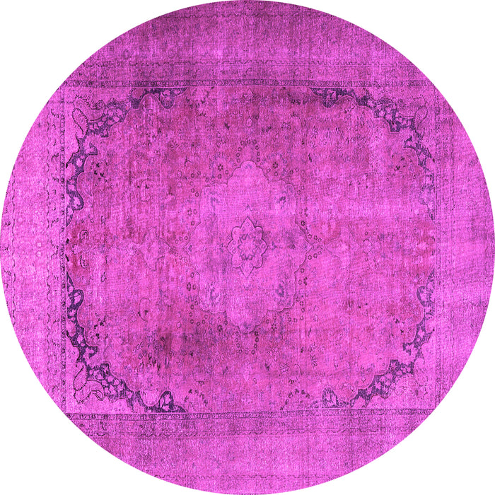 Round Machine Washable Persian Pink Traditional Rug, wshtr3196pnk