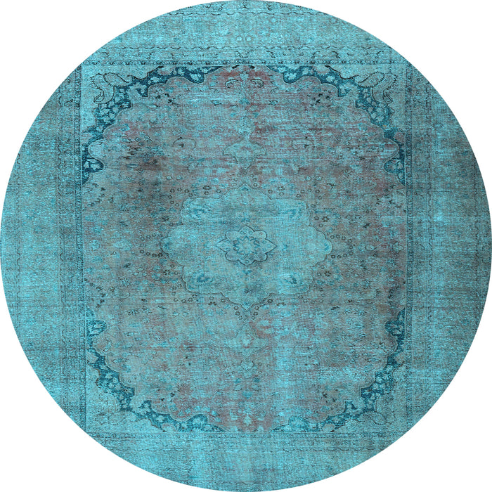 Round Machine Washable Persian Light Blue Traditional Rug, wshtr3196lblu