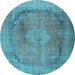 Round Persian Light Blue Traditional Rug, tr3196lblu