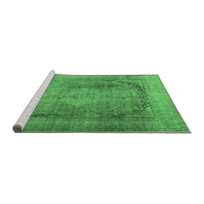 Sideview of Machine Washable Persian Emerald Green Traditional Area Rugs, wshtr3196emgrn