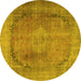 Round Persian Yellow Traditional Rug, tr3196yw