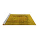 Sideview of Machine Washable Persian Yellow Traditional Rug, wshtr3196yw