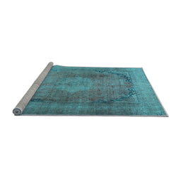 Sideview of Machine Washable Persian Light Blue Traditional Rug, wshtr3196lblu