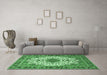 Machine Washable Persian Emerald Green Traditional Area Rugs in a Living Room,, wshtr3197emgrn